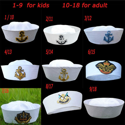 SHOP BARCLAY  Military Hats White Captain Sailor Hat Navy